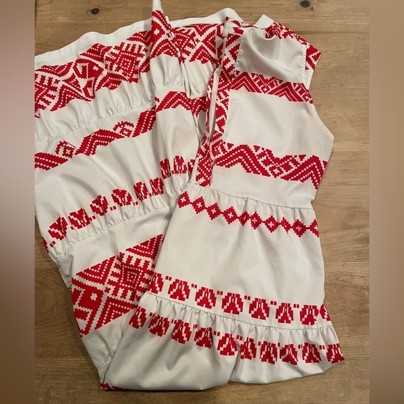 Southwestern Aztec Tribal tiered Ruffled Maxi Dress Swim Cover M/L - Picture 1 of 9